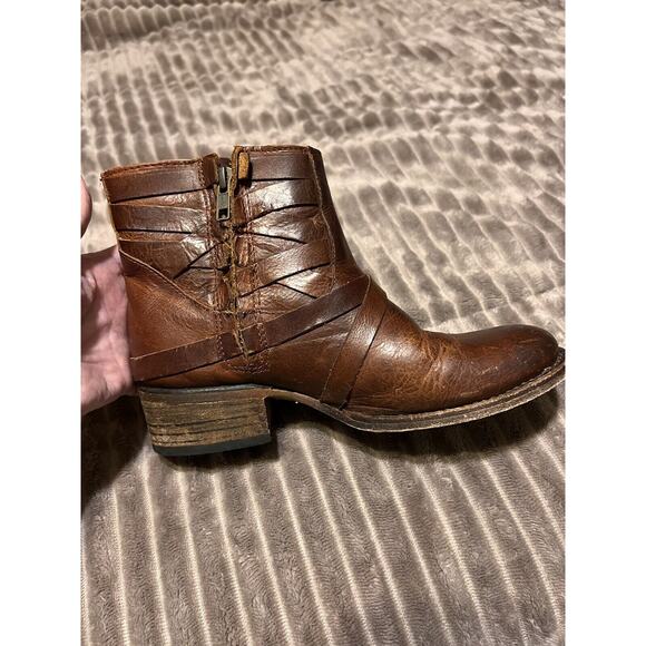 Freebird By Steve Sammi Brown Leather Strappy Ankle Boots 5 Western Boho - Picture 8 of 12